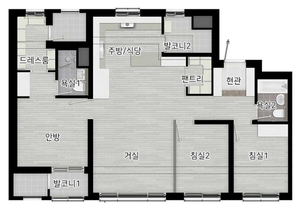 오남역 서희스타힐스 75타입 평면도